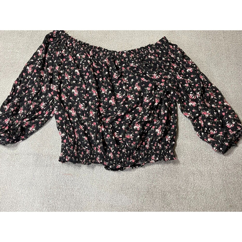 Aeropostale Crop Top Womens Large L Black Floral